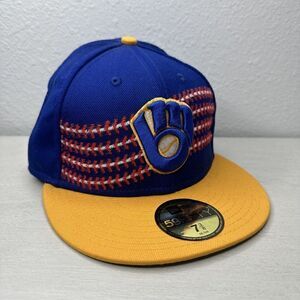 New Era 59Fifty Mens Milwaukee Brewers "Glove" Blue Fitted Hat